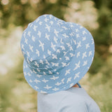 Back view of child wearing BEDHEAD HATS Classic Bucket Sun Hat - Birdie
