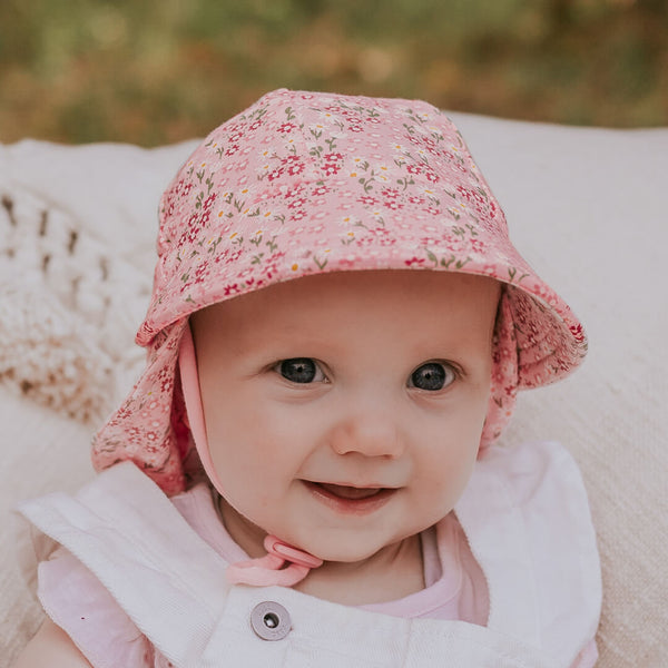 Baby wearing BEDHEAD HATS Legionnaire Flap Sun Hat - Bridgette