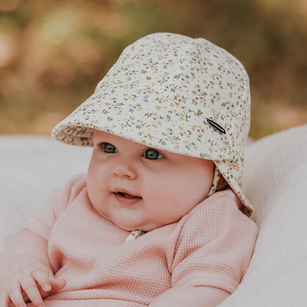 Baby wearing BEDHEAD HATS Legionnaire Flap Sun Hat - Charlotte