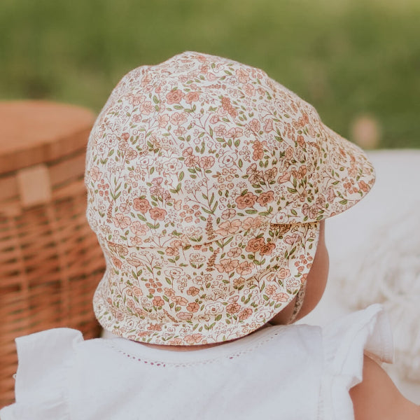 Back view of baby wearing BEDHEAD HATS Legionnaire Flap Sun Hat - Savanna