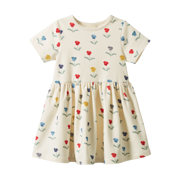 Children's dress with floral pattern on a white background