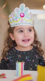 Video of young girl wearing a homemade tiara