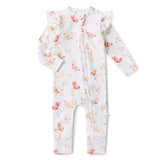 SNUGGLE HUNNY Butterfly Organic Snugglesuit Convertible Romper with Frill