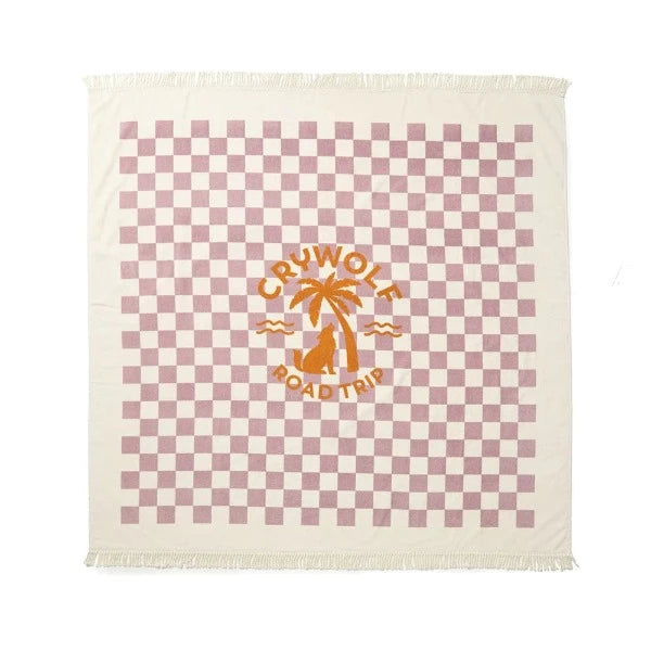 CRYWOLF Supersized Square Towel - Lilac Checkered