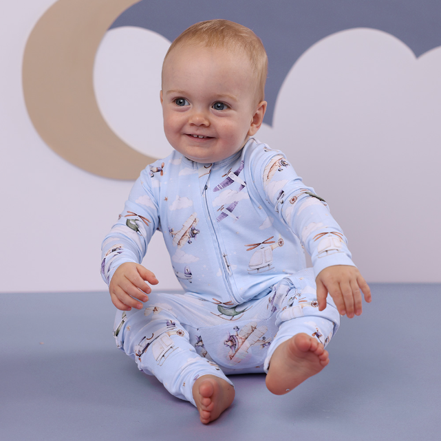 SNUGGLE HUNNY Taking Flight Organic Snugglesuit Convertible Romper