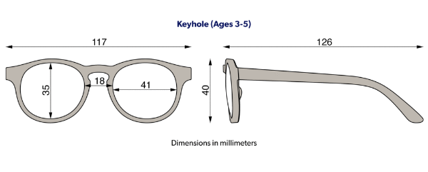 Babiators Keyhole Sunglasses size chart 3-5 years 