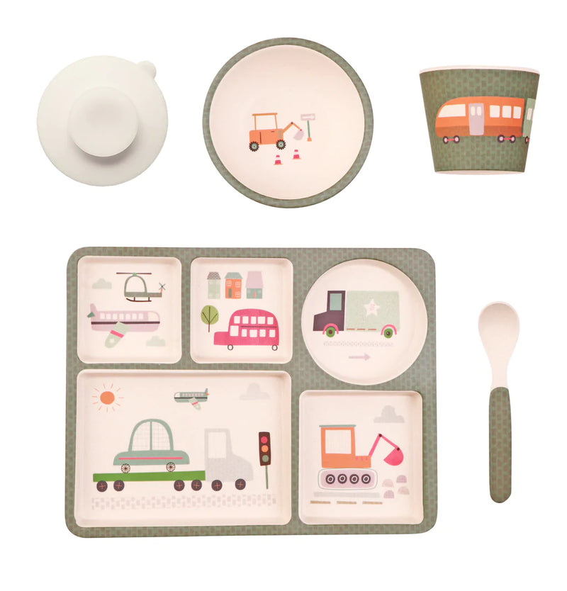 LOVE MAE Divided Plate Set - Trucks and Diggers