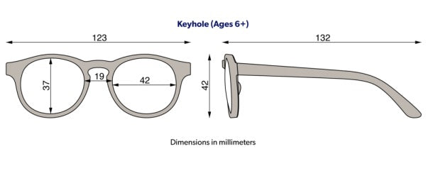 Babiators Keyhole Sunglasses size chart 6+ years 