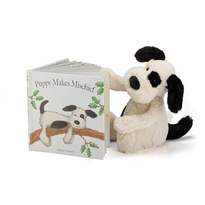 JELLYCAT Bashful Black & Cream Puppy Medium - Juno Boutique
