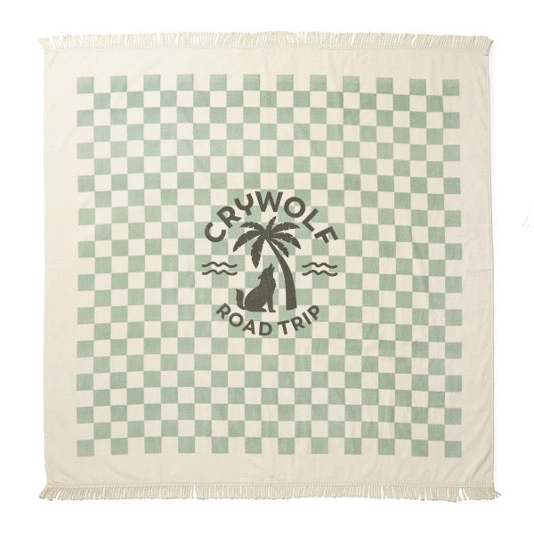 CRYWOLF Supersized Square Towel - Seagrass Checkered