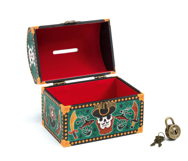 DJECO Pirates Money Box open with lock and key