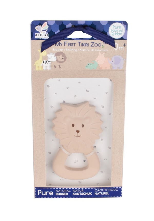 TIKIRI Rubber Lion Zoo Teether in packaging