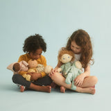 Kids holding the OLLI ELLA Daydream Dozy dolls and Dinkum Pumpkin