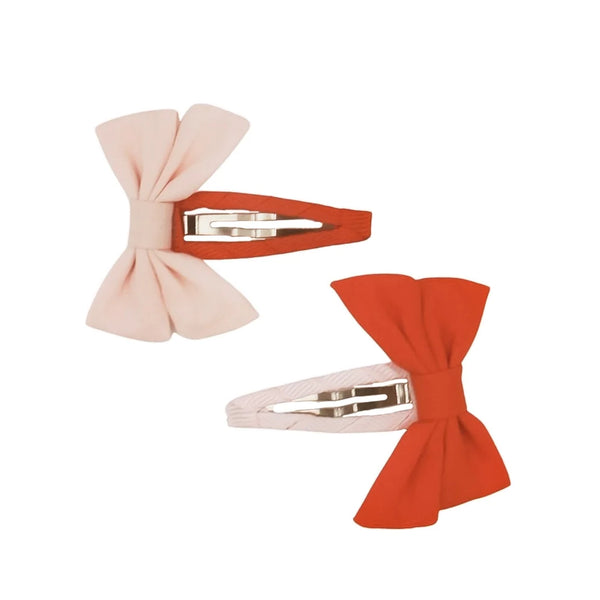 GRECH & CO Fable Bow Clip set of 2 - Blush Bloom + Cajun Blossom