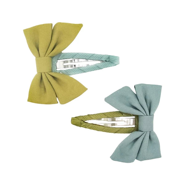 GRECH & CO Fable Bow Clip set of 2 - Chartreuse + Sky Blue