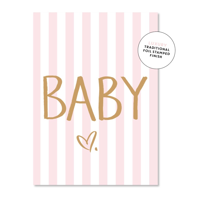 JUST SMITTEN CARDS Stripey Pink Baby