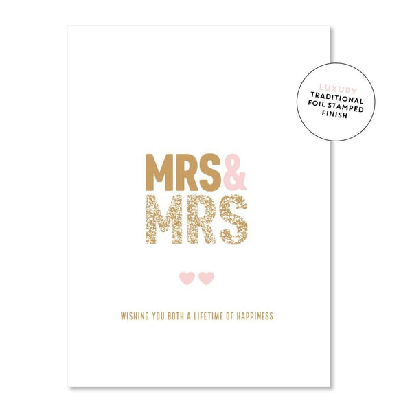 JUST SMITTEN CARDS | Mrs & Mrs Wedding Card | Same sex wedding card