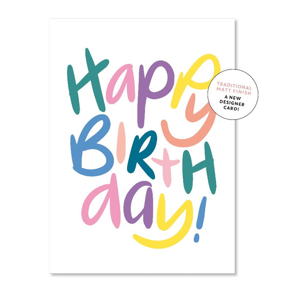 JUST SMITTEN CARDS Bright HBD Letters