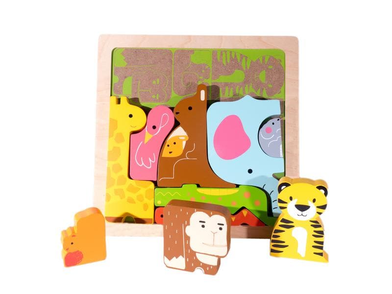 KIDDIE CONNECT | Wild Animal Chunky Puzzle - wooden