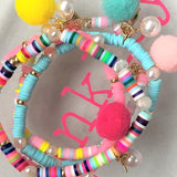 LAUREN HINKLEY Pink Bracelet with Pom Pom and Pearl 