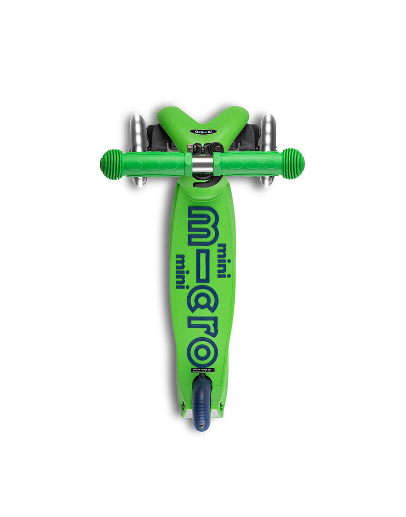 MICRO SCOOTERS Mini Micro Deluxe LED 3 Wheel Scooter - Green/Blue top view