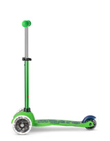 MICRO SCOOTERS Mini Micro Deluxe LED 3 Wheel Scooter - Green/Blue side view