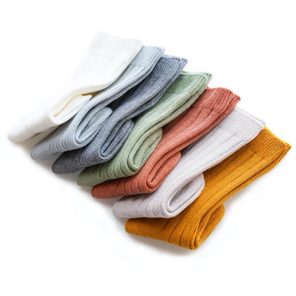 MILK ADDICT Cotton rib knee-high socks colour options
