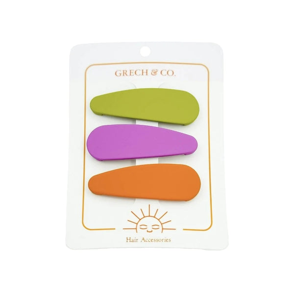 GRECH & CO Matte Snap Clips set of 3 - Chartreuse, Aster, Sienna