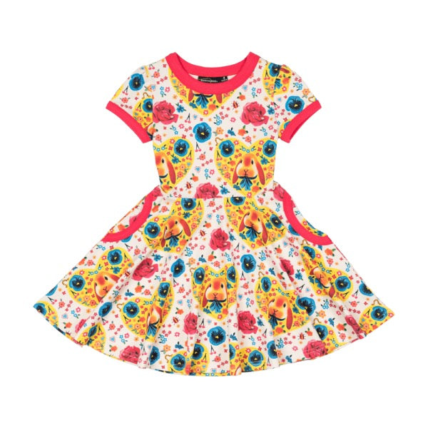 ROCK YOUR BABY Bunny Heart SS Ringer Waisted Dress