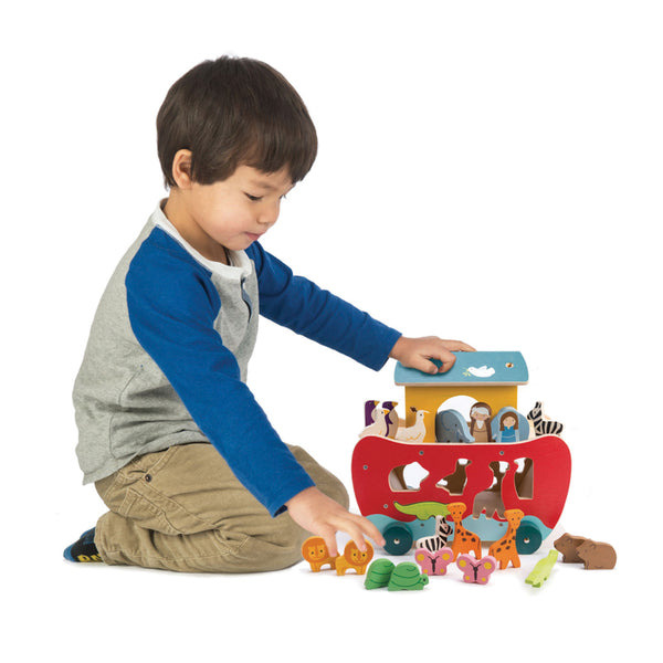 CHILD PLAYING WITH TENDER LEAF Noah's Shape Sorter Ark