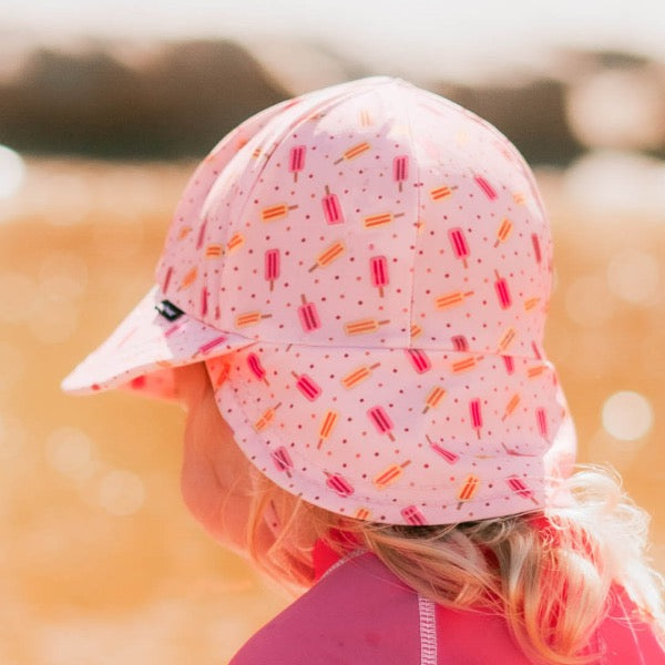 Child wearing the BEDHEAD HATS Kids Swim Legionnaire Beach Hat - Ice Pop back view
