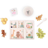 LOVE MAE Divided Plate Set - Animal Village contents