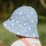 Child wearing the BEDHEAD HATS Toddler Bucket Sun Hat - Rainbow side view