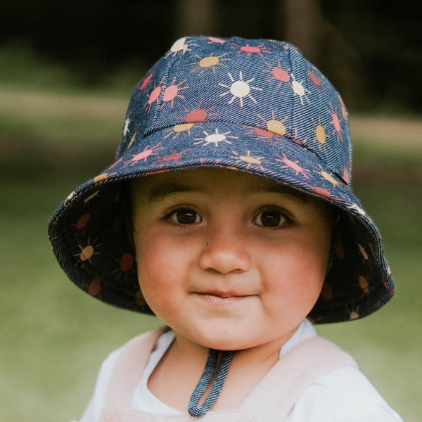 Child wearing the BEDHEAD HATS Toddler Bucket Sun Hat - Sonny 