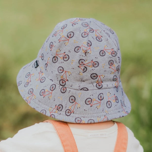 Child wearing the BEDHEAD HATS Toddler Bucket Sun Hat - Treadly back view